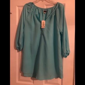 Flowy light blue tunic. NEW WITH TAGS